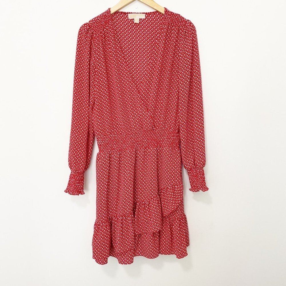 MICHAEL Michael Kors Red Floral Smock Dress Medium
